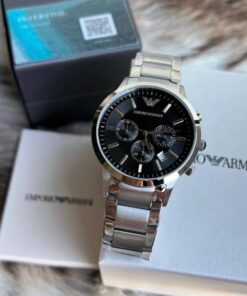 EMPORIO ARMANI STAINLESS STEEL SILVER CLASSIC WRIST WATCH