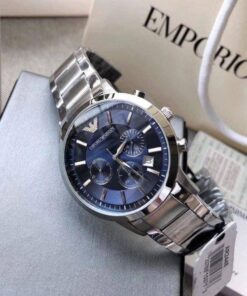 EMPORIO ARMANI CLASSIC (SILVER/BLUE) STAINLESS STEEL WATCH