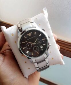 Armani Ar2453 Silver Black Dial Metal