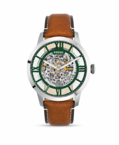 FOSSIL MEN BROWN TOWNSMAN SKELETON AUTOMATIC LETHER WRIST WATCH