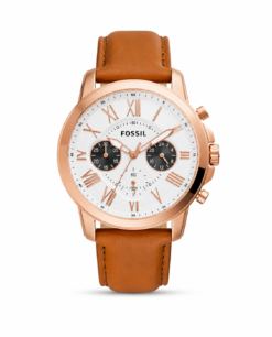 Fossil Grant Leather Belt Black Copper Watch Copy