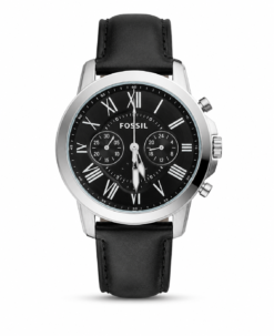 Fossil Grant Leather Belt Black Silver Watch