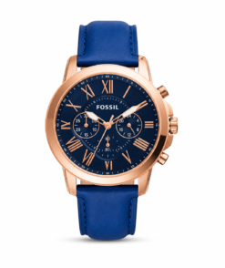 Fossil Grant Leather Belt Blue Copper Watch