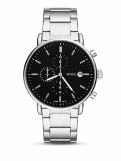 FOSSIL COMMUTER STAINLESS STEEL PREMIUM WATCH SILVER