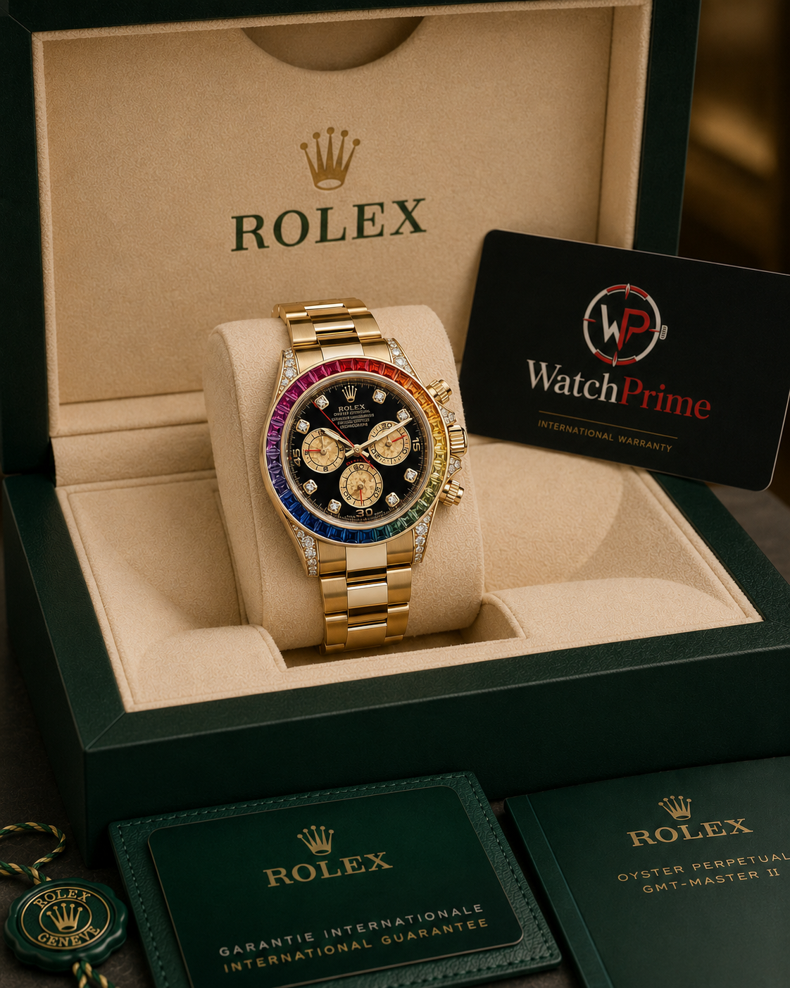 rolex rainbow daytona gold