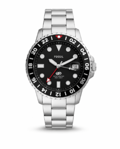 Fossil Silver Black Dial Metal Watch