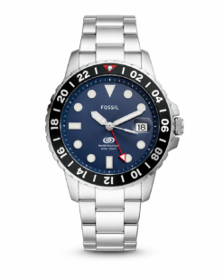 Fossil Silver Blue Dial Metal Watch