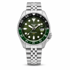 Seiko 5 GMT stainless steel Green Dial watch