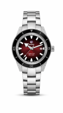 RADO CAPTAIN COOK RED DIAL METAL WRIST WATCH