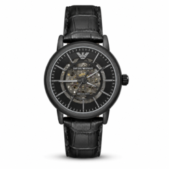 Armani Black Leather Automatic Watch