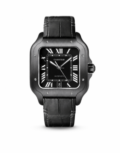 CARTIER SANTOS DE LETHER BLACK WRIST WATCH