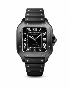 CARTIER SANTOS DE LETHER BLACK WRIST WATCH