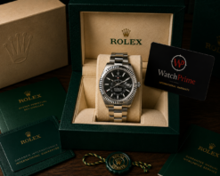 ROLEX SKY-DWELLER 42MM OYSTERSTEEL (BLACK/INDEX) WRIST WATCH