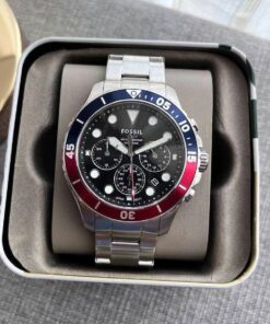 Fossil Fb 03 Silver Red Metal Watch
