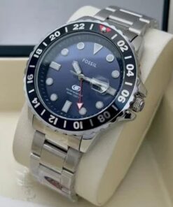 Fossil Silver Blue Dial Metal Watch