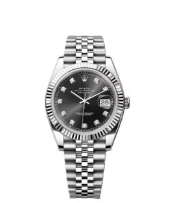 Rolex Date just 41 bright black, diamond-set